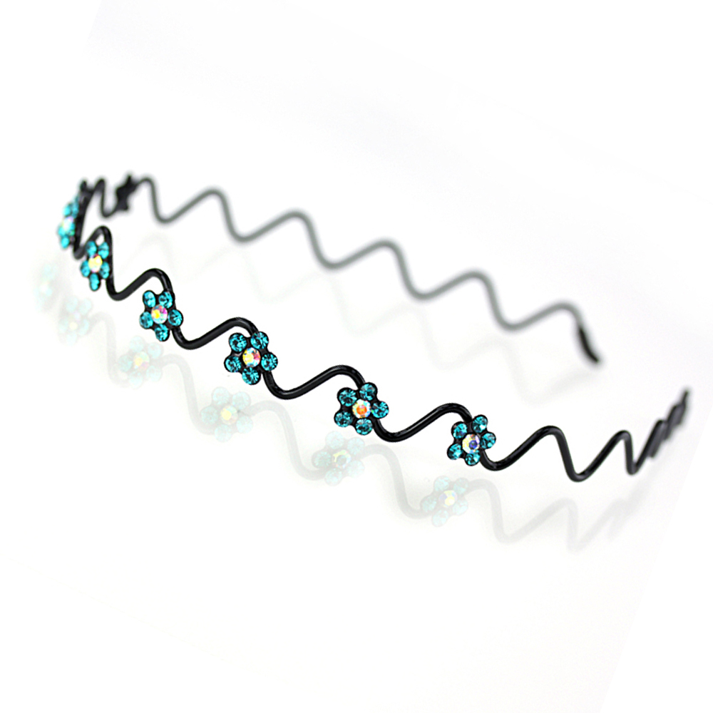 Hand Made Hair Jewelry Wavy Wire Headband with swarovski crystal