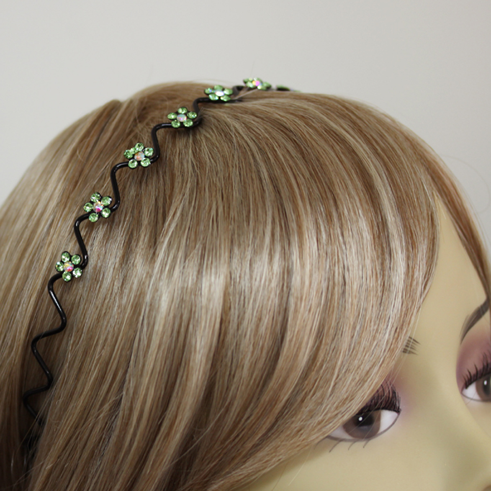 Hand Made Hair Jewelry Wavy Wire Headband with swarovski crystal