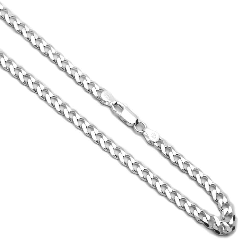 Men's 7mm 925 Sterling Silver Necklaces Italian Solid Curb Chain made