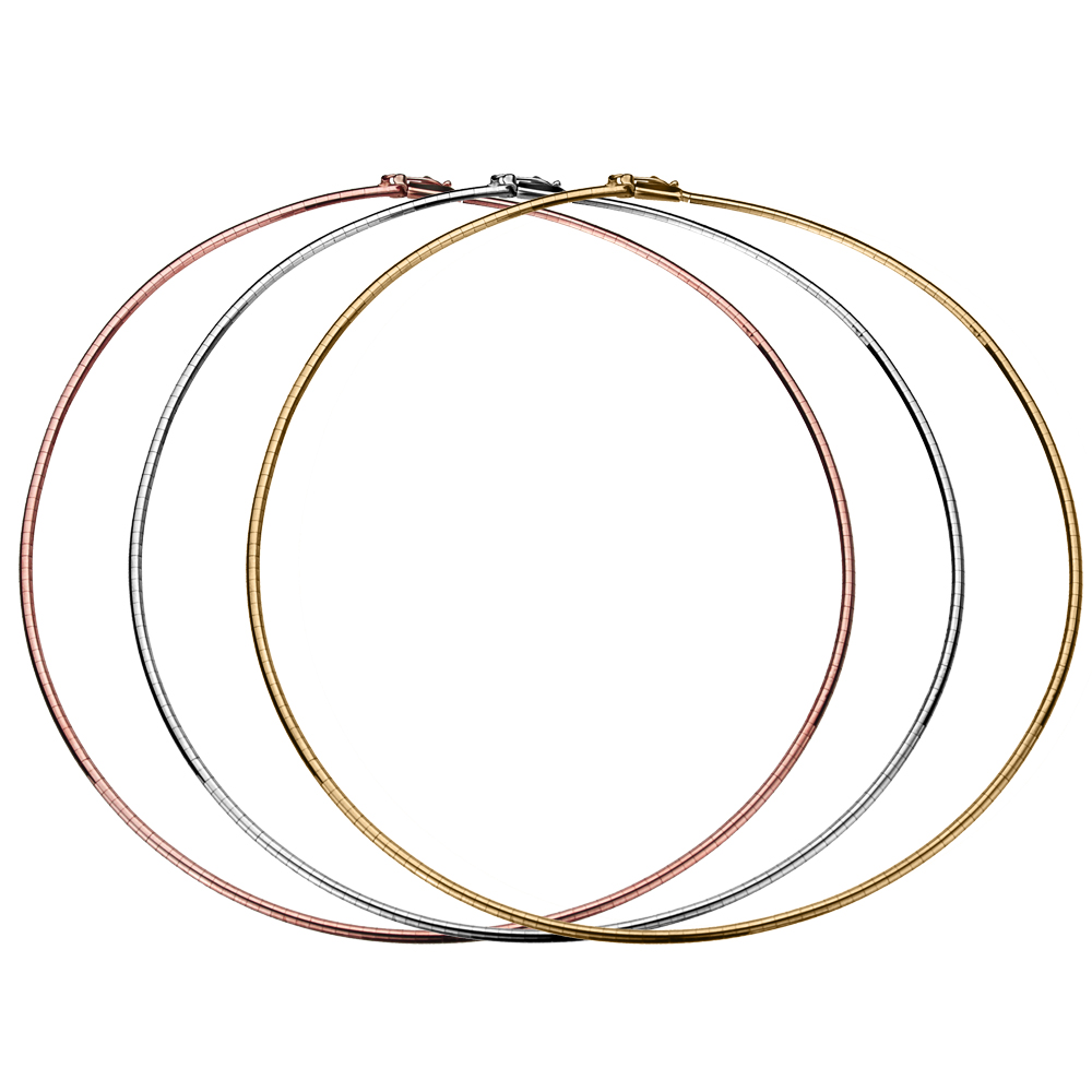 Women 14K Rose Gold Chain 3mm Flat Omega Necklace Chain eBay