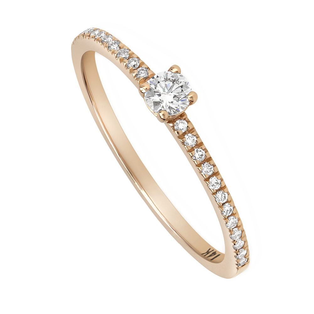 Women 3mm 14K Rose Gold Wedding Band Round 0.18 ct Diamond Solitare Promise Ring eBay