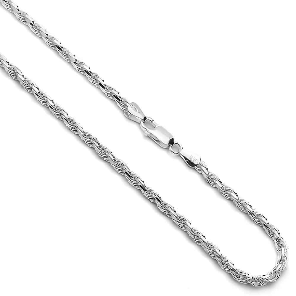 5mm 925 Sterling Silver Italian Rope Chain Necklace made in italy
