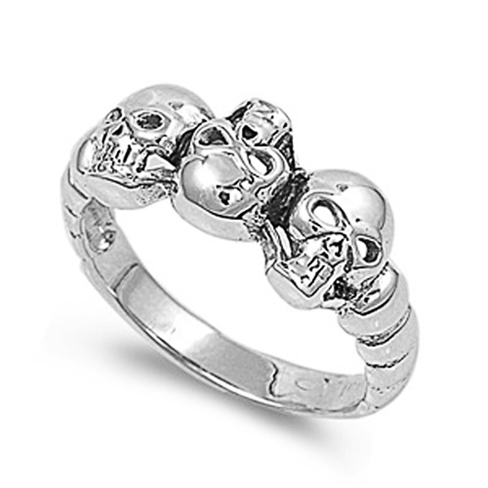 Men Women Sterling Silver Wedding & Engagement Ring Skulls Wedding Band