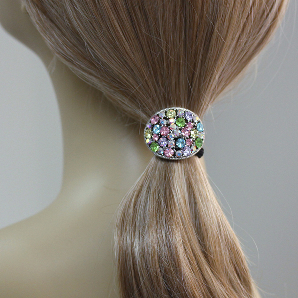 Hand Made Hair Jewelry swarovski crystal Ponytail Holder, Rainbow