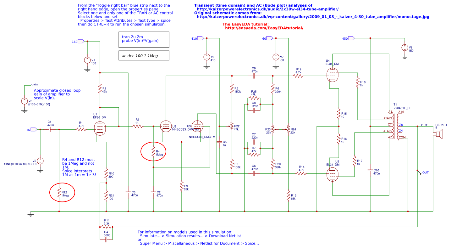 2x30W EL34 tube amplifier simulation schematic Resources - EasyEDA
