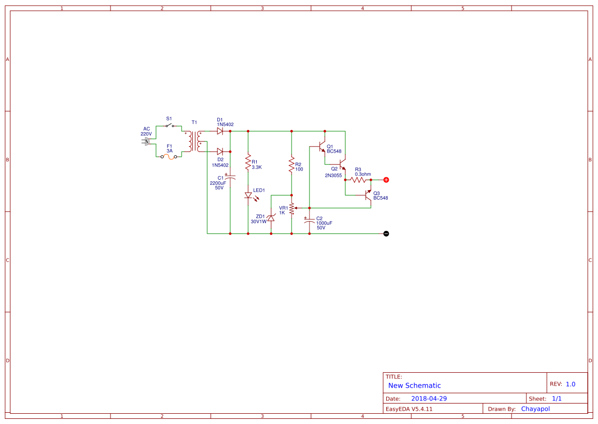 Variable power supply circuit 030v 2A EasyEDA