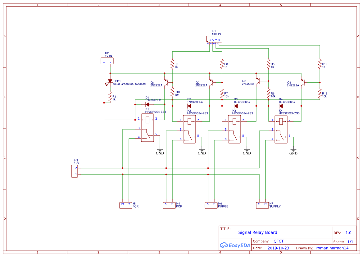 Signal Relay Board EasyEDA open source hardware lab