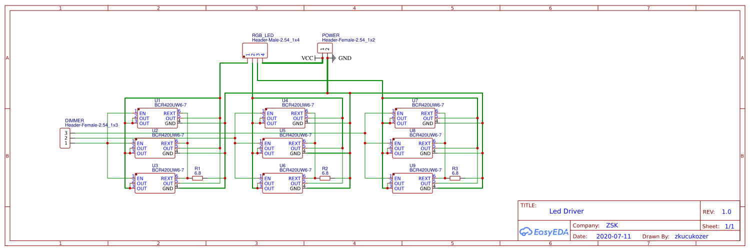 3W RGB LED Driver EasyEDA open source hardware lab