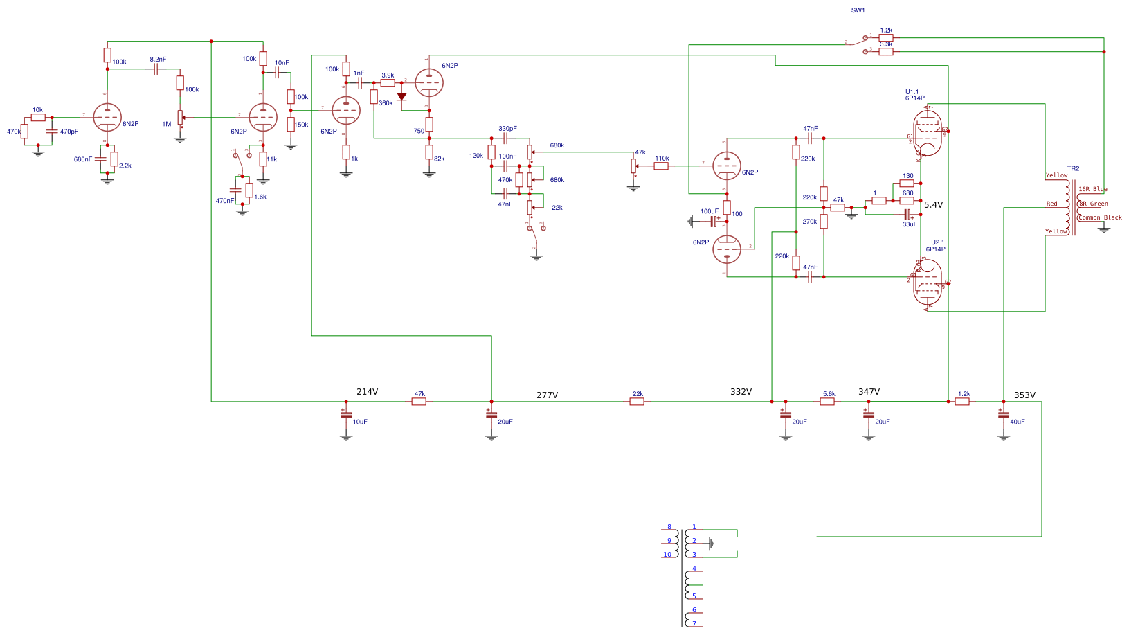 high gain amp 6P14P version EasyEDA open source hardware lab