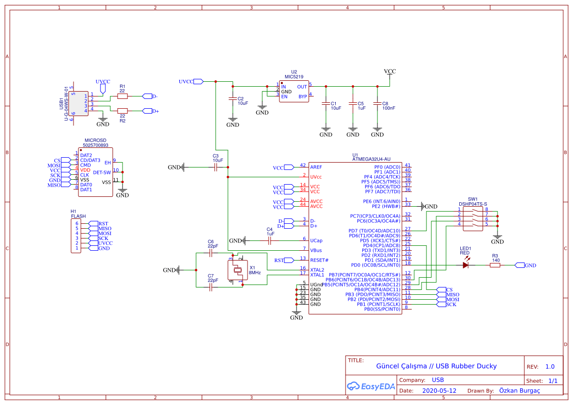 Rubber Ducky EasyEDA open source hardware lab