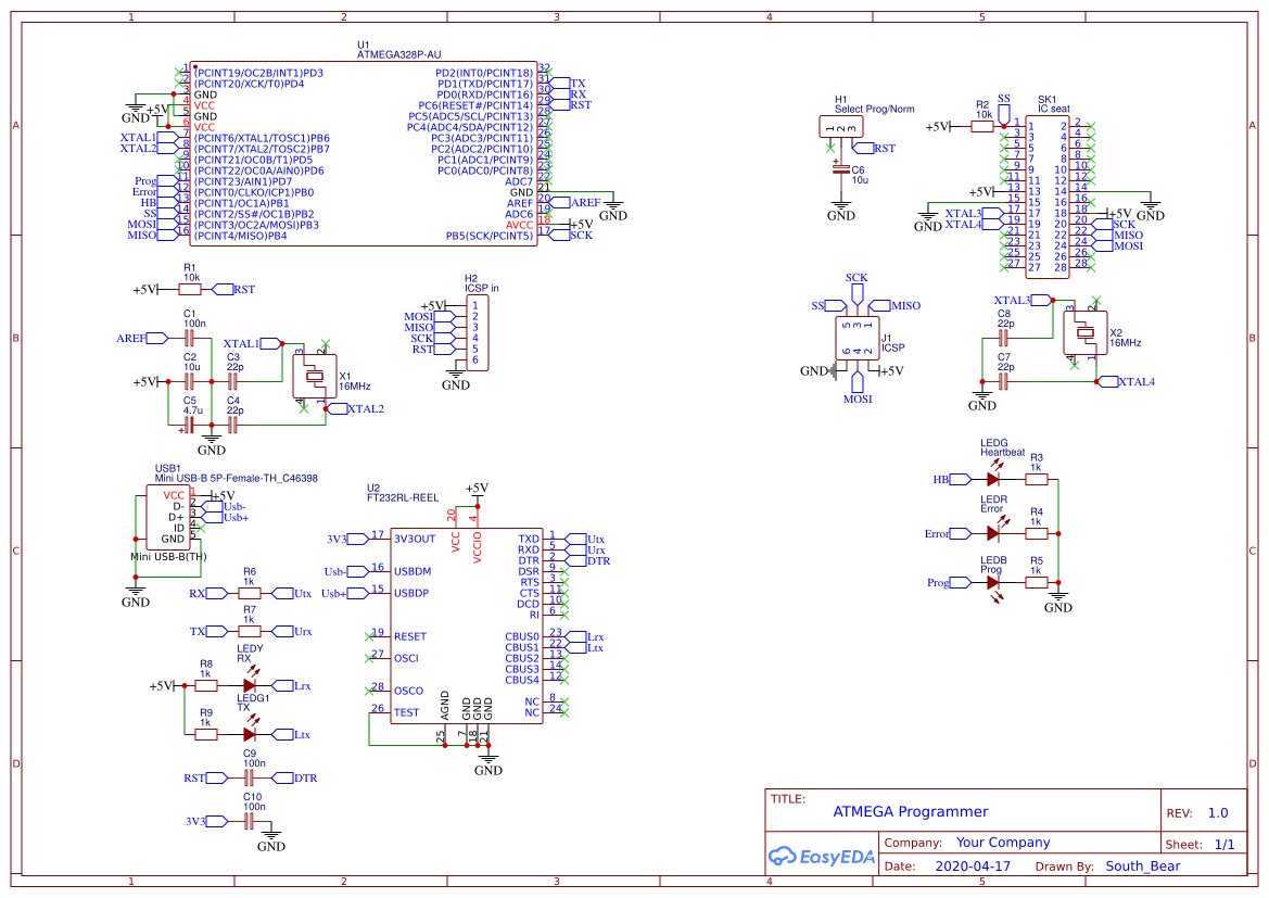 ATMEGA Programming Rig - EasyEDA open source hardware lab