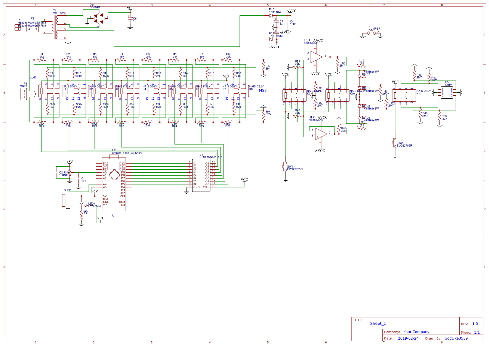 Relay stepped attenuator EasyEDA open source hardware lab