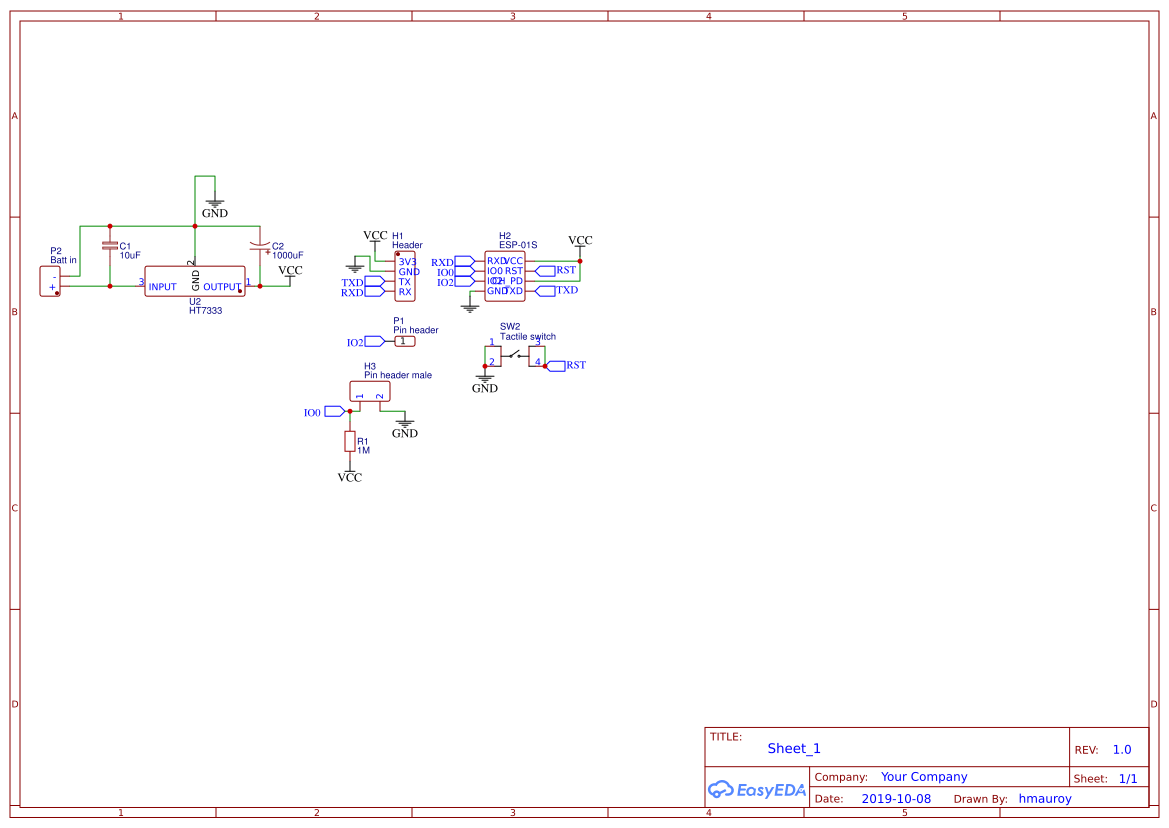 ESP8266 ESP-01 board - OSHWLab