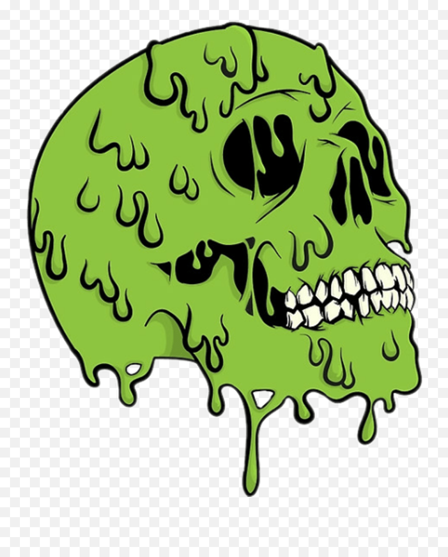 Skull Zombie Toxic Urban Cool Art Green Colors Slime Skull Emoji