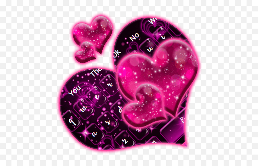 Sparkling Neon Pink Love Keyboard Theme Love Heart Pink Keyboard