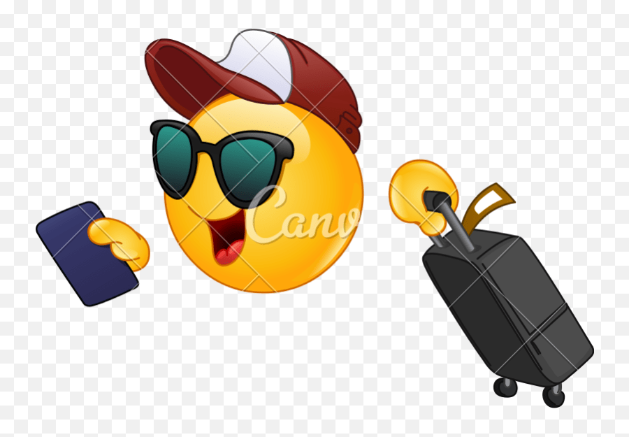 Air Traveler Emoticon Emoji With Suitcase,Vacation Emoticon free transparent emoji