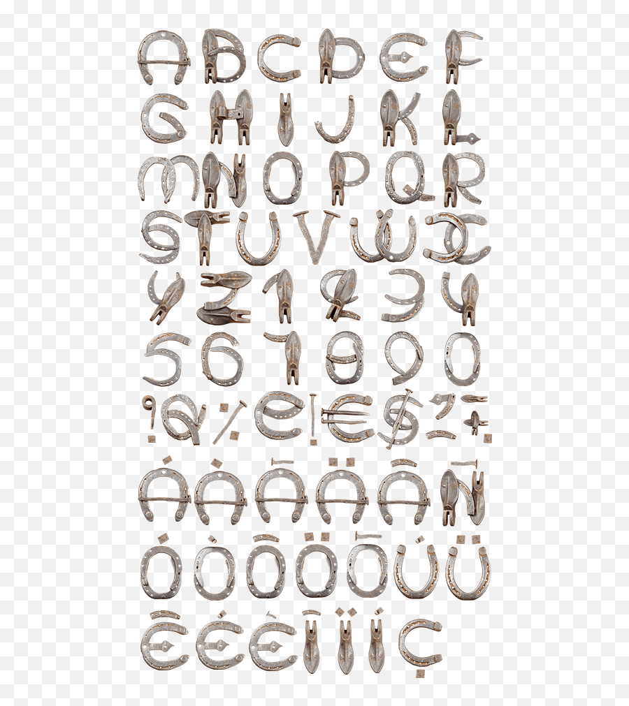 Download Horseshoe Font Alphabet Letters Made From Horseshoes Emoji