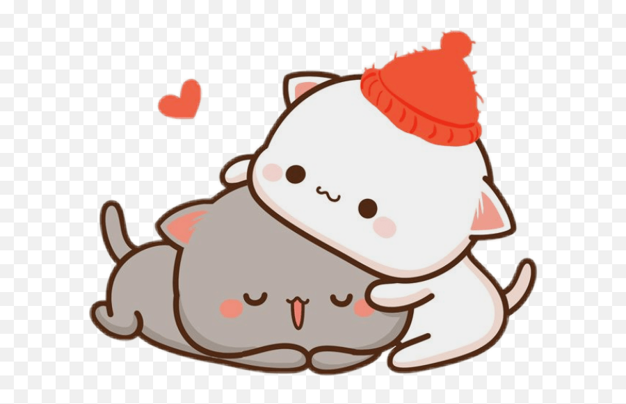 Freetoedit Cute Kawaii Cat Couple Love Hug Cuddle Rest Cute Kawaii Cuddle Emoji,Cuddle Emoji