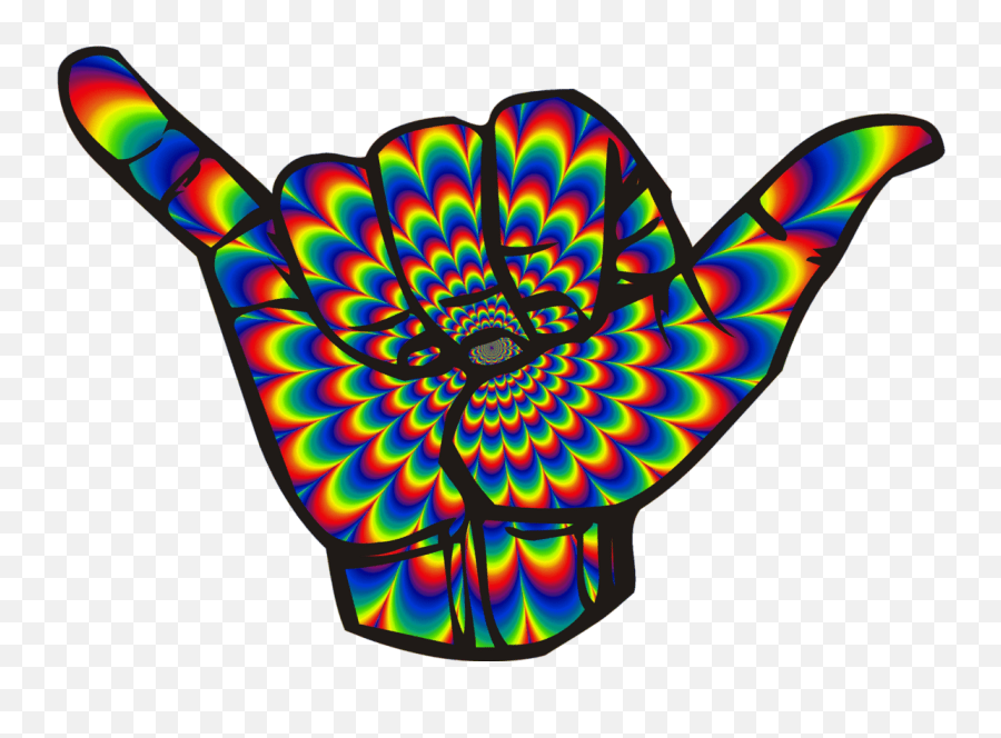 Psychedelic Shaka Hang Loose Hand Happy Sign Hang Loose Png Emoji