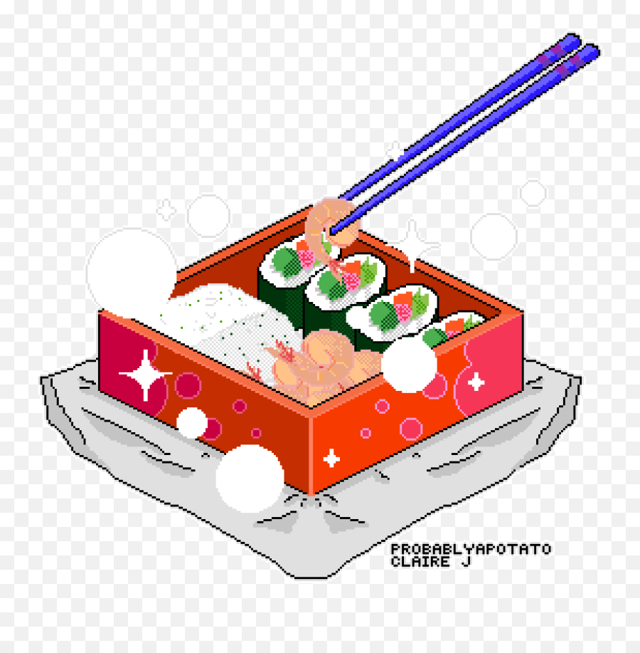 Bento Box Pixel Art Clipart Sushi Bento Box Clip Art Emoji,Bento
