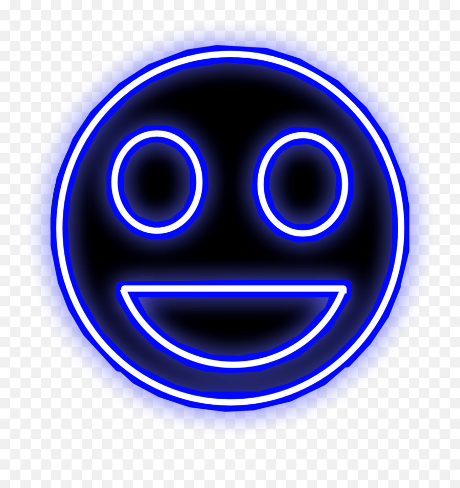Happy Happiness Blue Neon Face Circle Gulf Emoji,Blue Circle Emoji