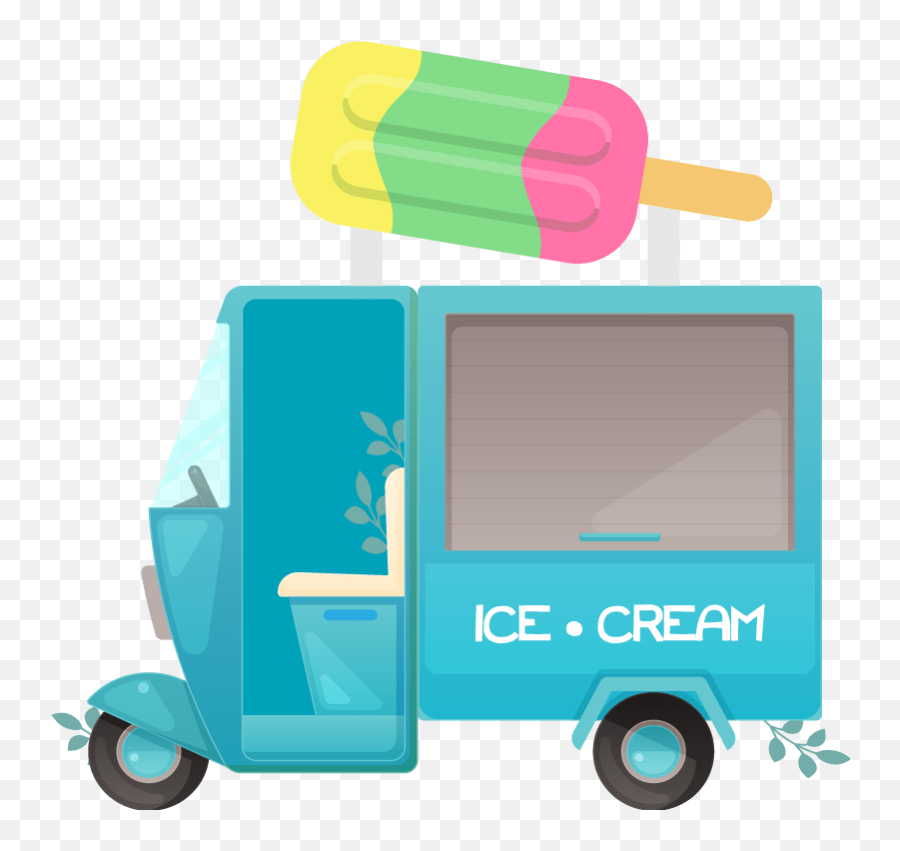 Ice Cream Truck Illustration Wall Art Decal Commercial Vehicle Emoji