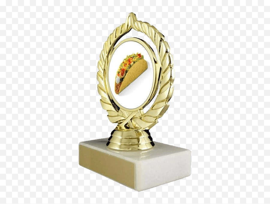 Taco Logo Trophy On Flat White Marble Trophy Emoji,Bread Trophy Emoji