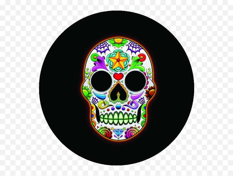 Sugar Skull Tire Cover In Neon Sugar Skulls Images With Black