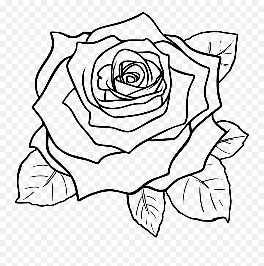 Rose Outline Line Drawing Of A Rose Free Download Clip Art Rose Clipart Black And White Emoji