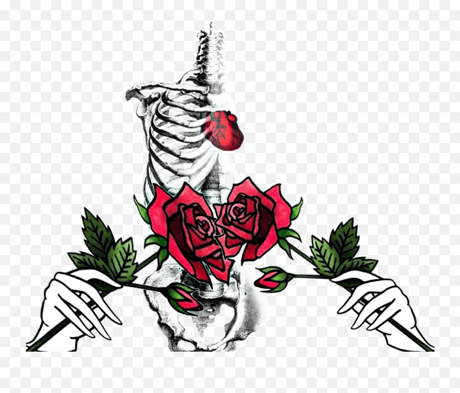 Love Bones Skull Rose Dead Heart Illustration Emoji,Dead Rose Emoji
