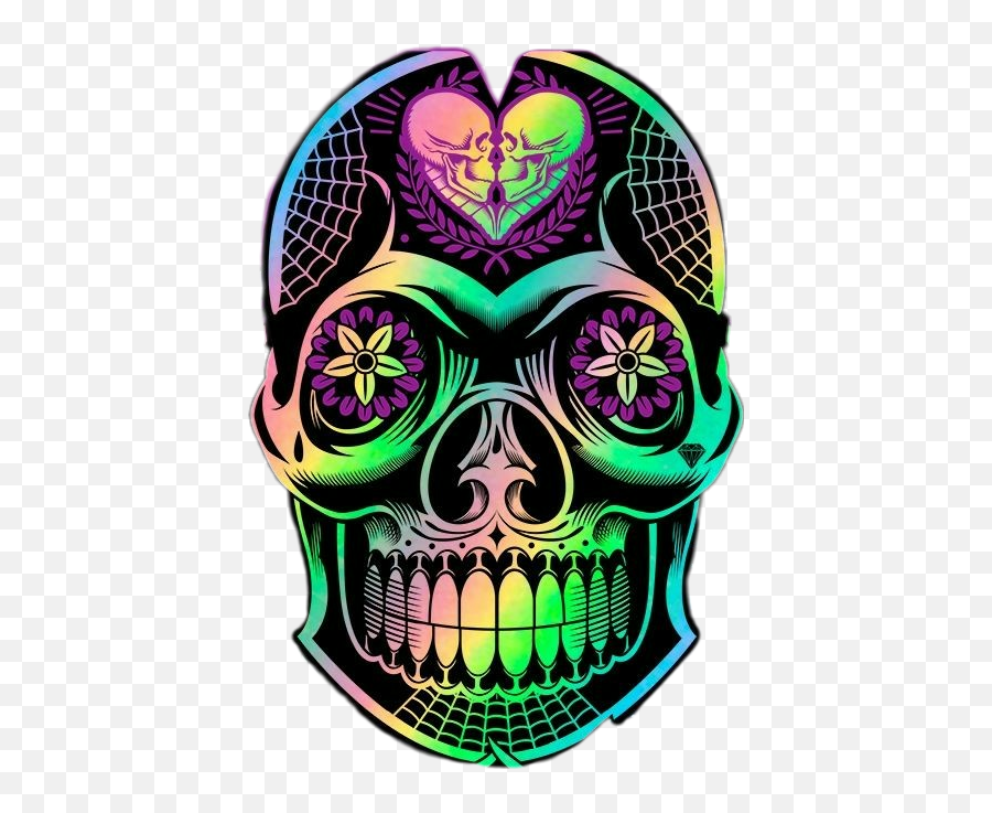 Skull Sugarskull Pretty Rainbowskull Illustration Emoji,Sugar Skull