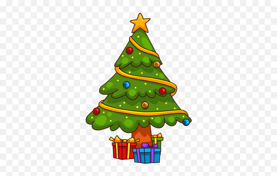 Under Christmas Trees Simple Christmas Tree Cartoon Emoji,Christmas