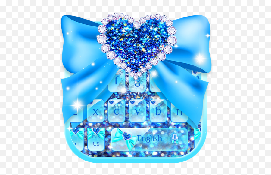 Blue Diamond Ribbon Keyboard Theme Heart Emoji,Blue Ribbon Emoji