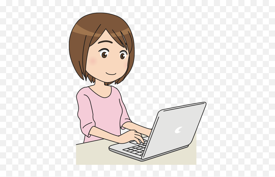 Woman Using Laptop Girl On Computer Clipart Emoji,Desk Girl Emoji