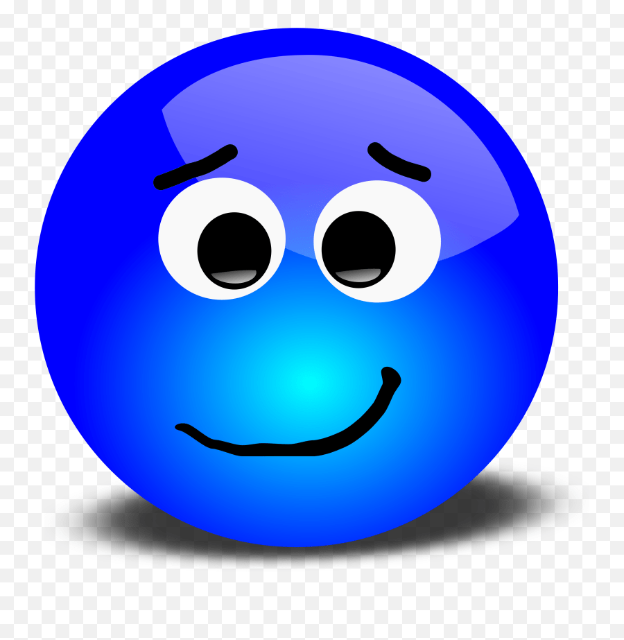 Calm Faces Cartoon Animated Blue Smiley Face Emoji,Calm Face Emoji