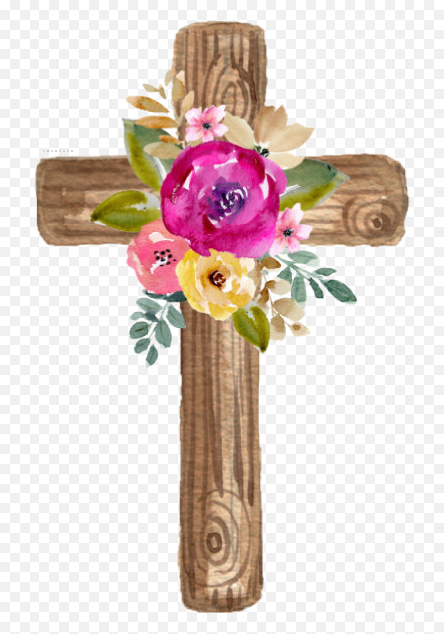 Wooden Flowers Floral Jesus Christ Baptism Cross Clipart Emoji,Christ
