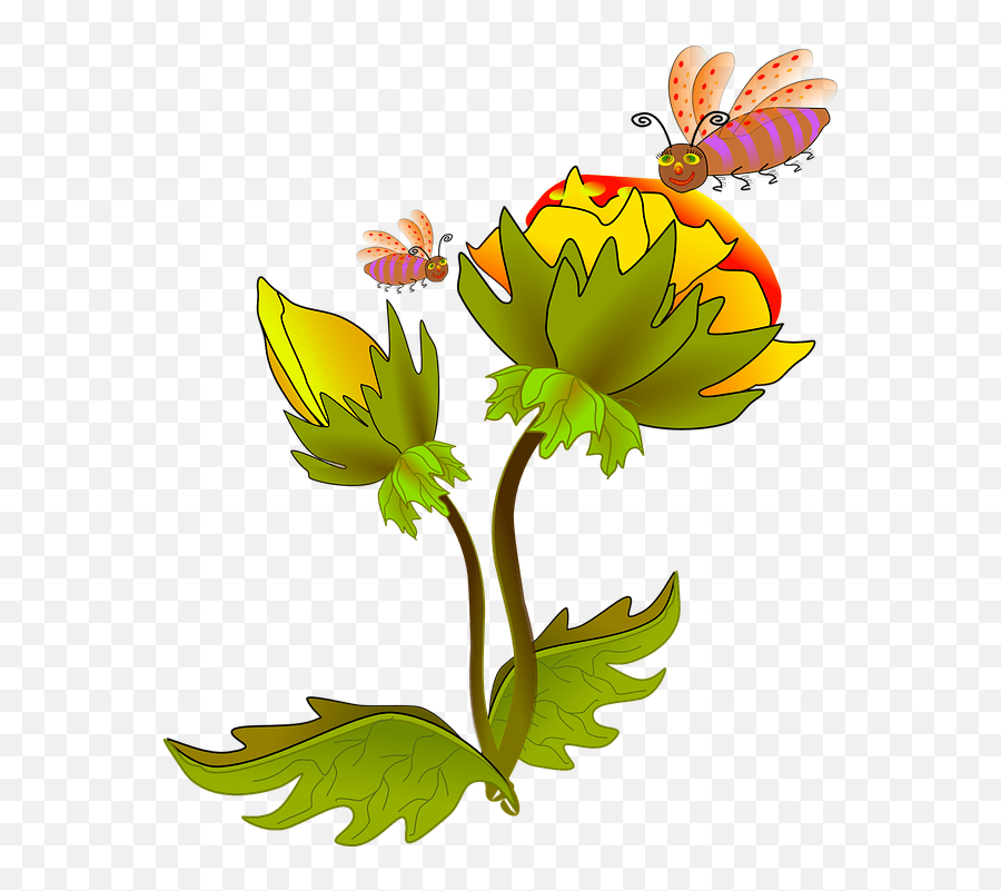 Flower With Honey Bee Drawing Emoji,Blessed Emoticon free transparent