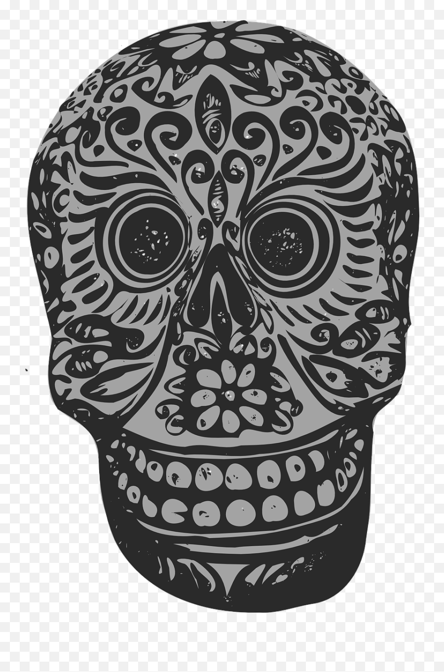 Sugar Skull Decorated Mexican Tattoo Mexican Skull Art Emoji,Sugar