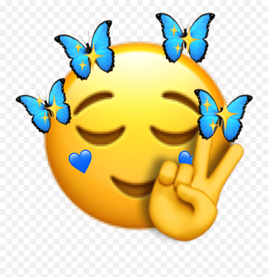 Freetoedit Butterfly Art Emoji Blue Emoji Face With Butterfly