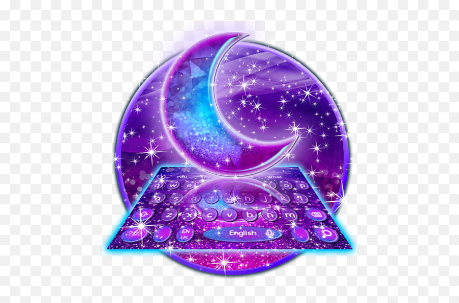 Purple Glitter Moon Keyboard Theme Graphic Design Emoji,Moon Emojis