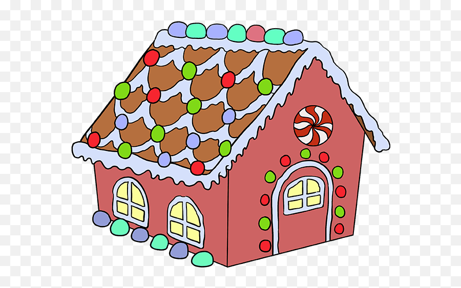 How To Draw A Gingerbread House Gingerbread House Drawing Step By