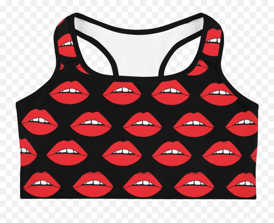 Red Lips On Black Sports Bra Sports Bra Emoji,Red Lips Emoji free
