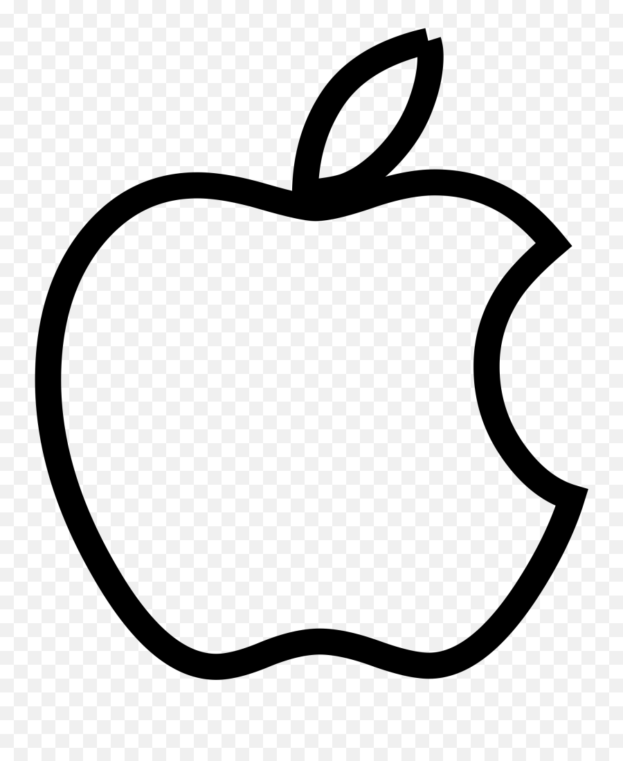 Apple Logo Clipart Black And White Apple Logo Line Png Emoji,Apple