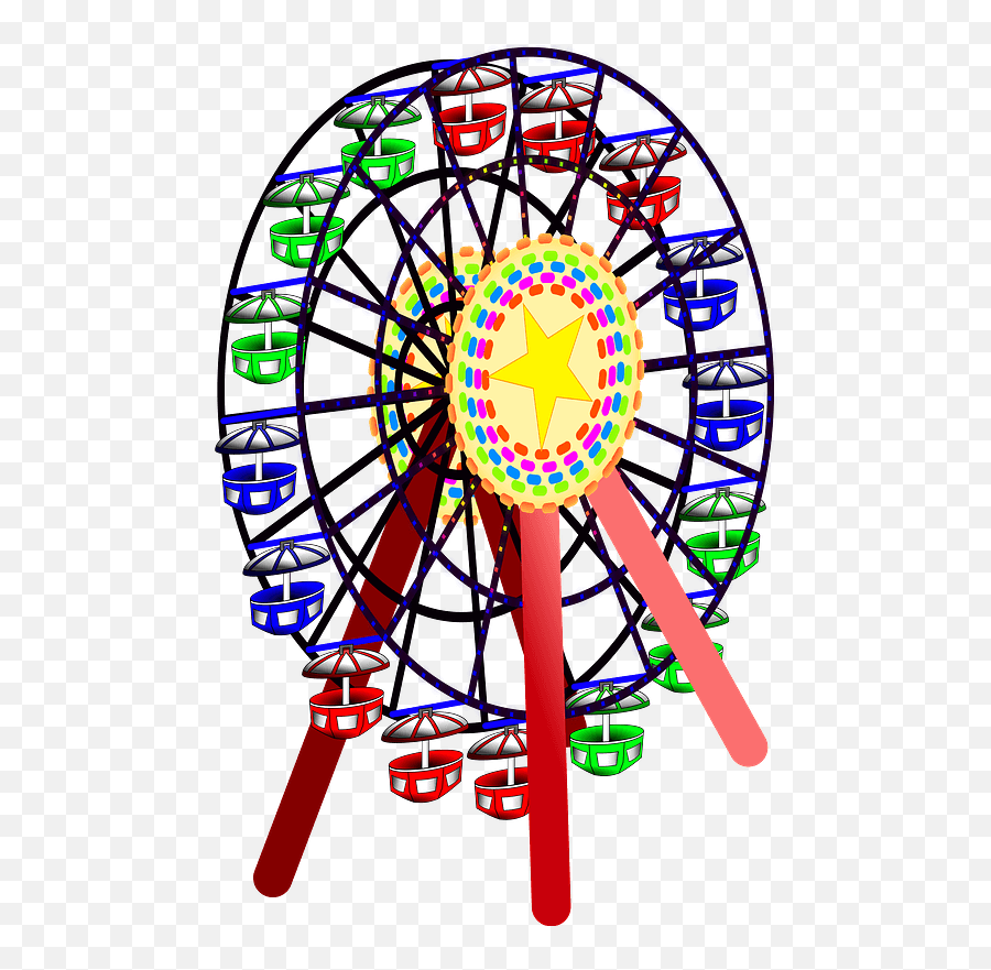 Ferris Wheel In Color Clipart Theme Park Emoji,Ferris Wheel Emoji