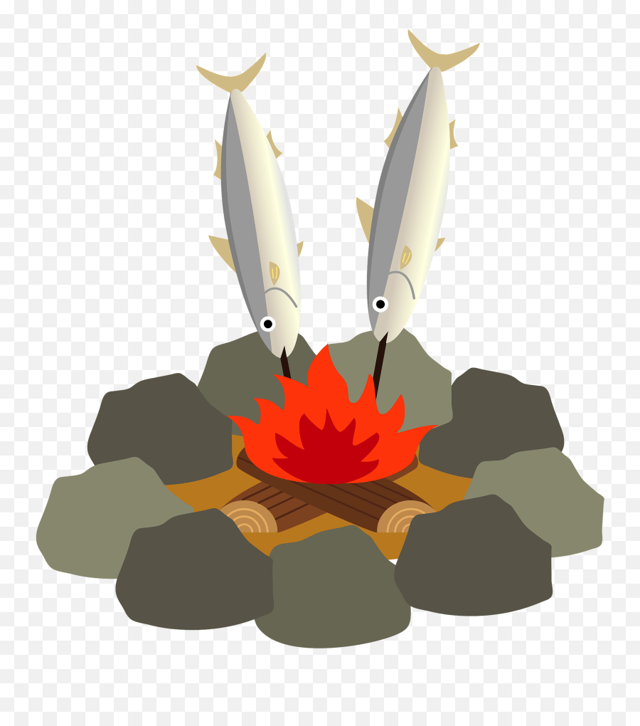 Bonfire Grilled Fish Clipart Illustration Emoji,Is There A Campfire