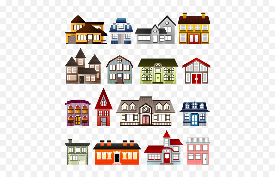 Vector Image Of Set Of Colorful Houses Mansions Clipart Emoji,House