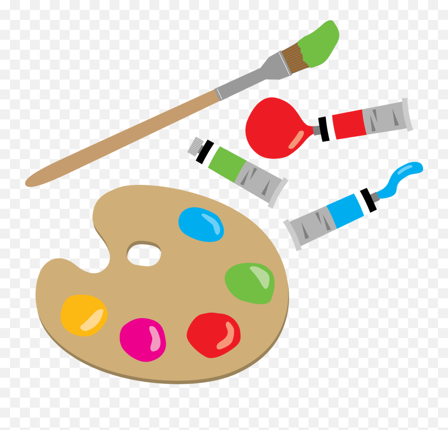 Paint Palette Paint Tubes And Brush Clipart Free Download Emoji,Easel