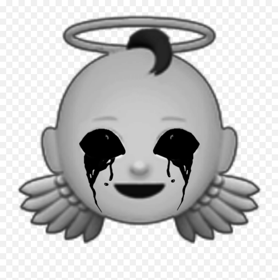 Blackgrayangelemojicryingbloodcreepysca Illustration Emoji,Black