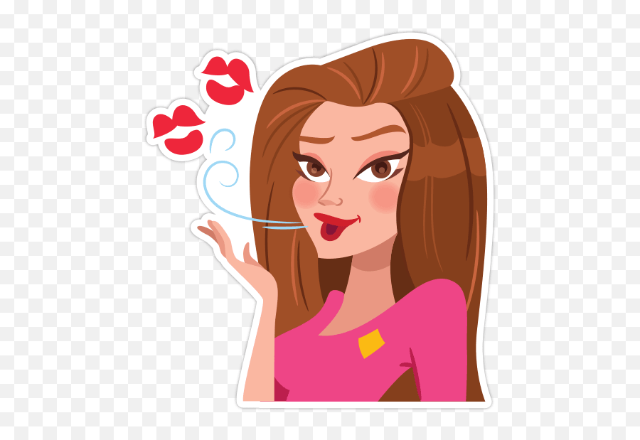 Girl Moods Cartoon Girl Flying Kiss Emoji,Flying Kiss Emoji free