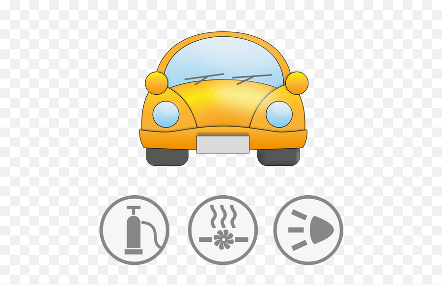 Yellow Car With Symbolic Signs Vehicle Safety Png Emoji,Car Crash Emoji free transparent